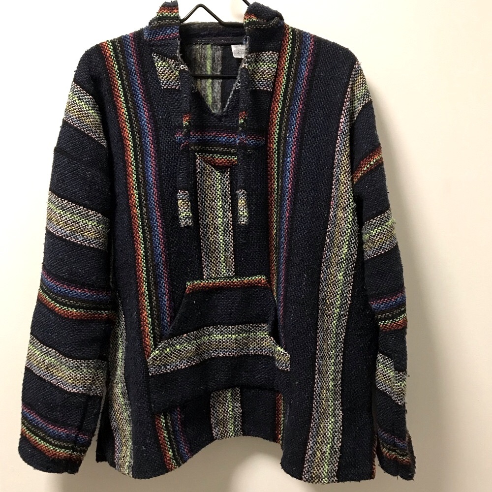 Colorful Hooded Mexican Pullover Shirt!